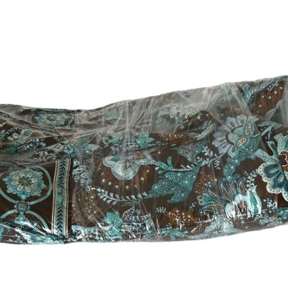 VERA BRADLEY Zip Tote Bag Java Blue 2006 Pattern Turquoise Brown Teal Strap - Picture 8 of 9